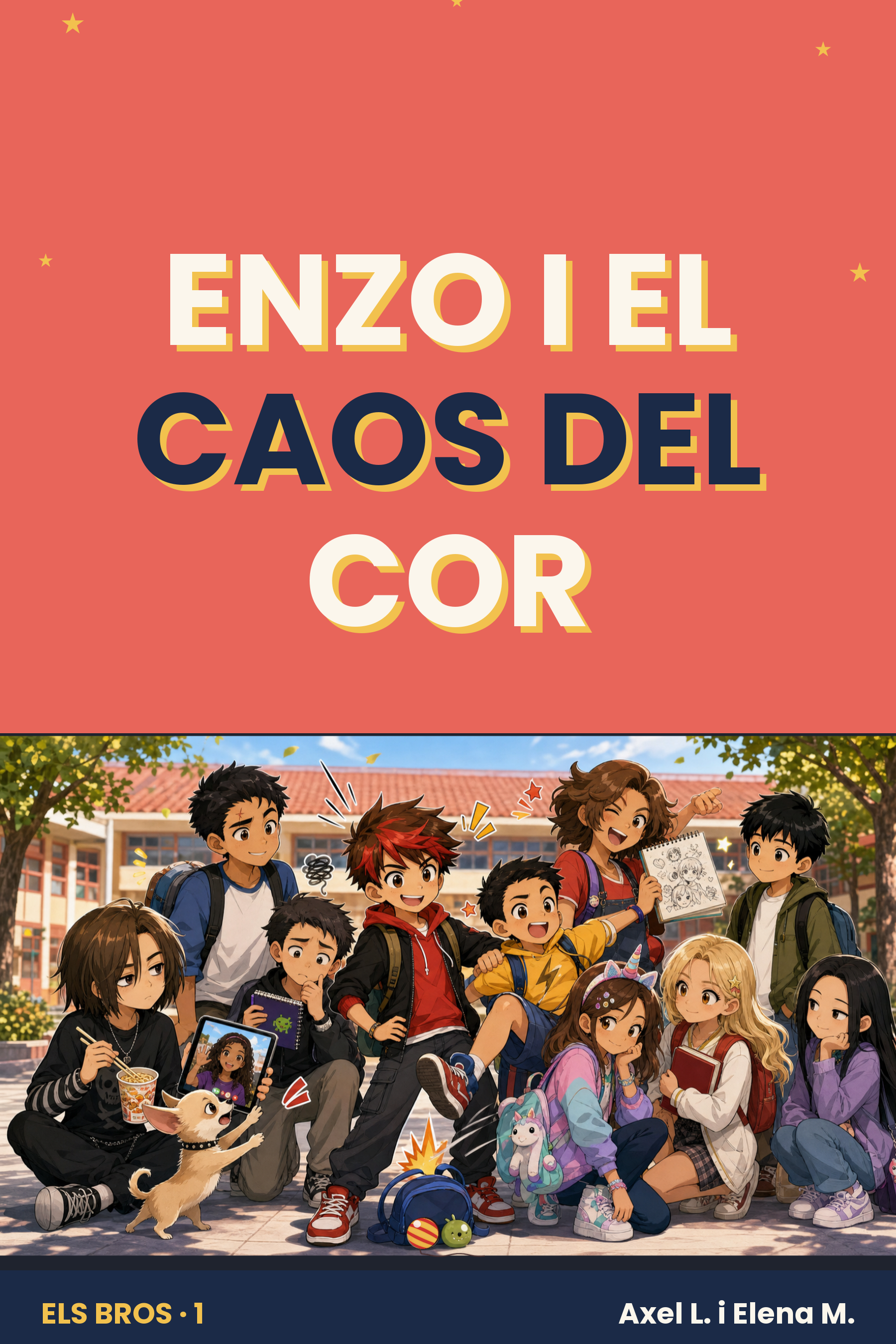 Cubierta de la edición catalana, Enzo i el caos del cor
